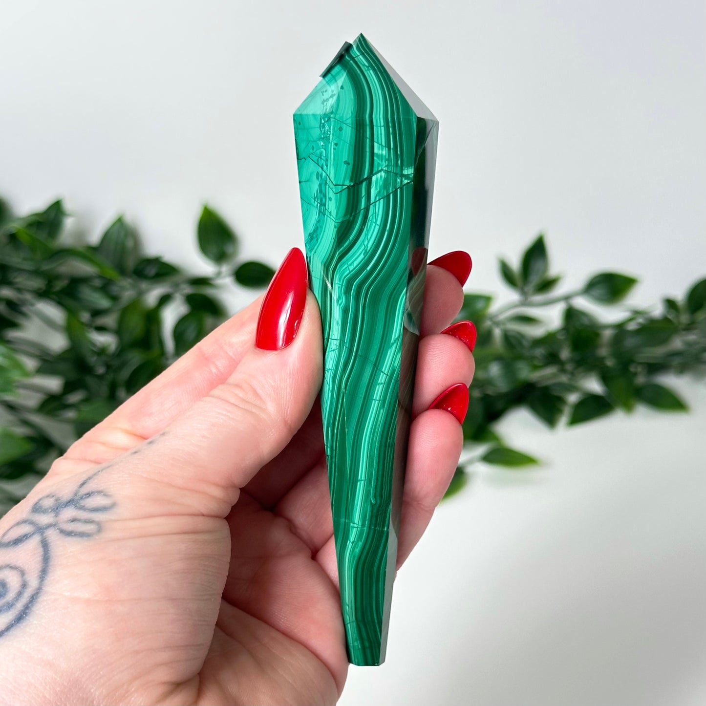 High Quality Malachite Wand with Stand #35