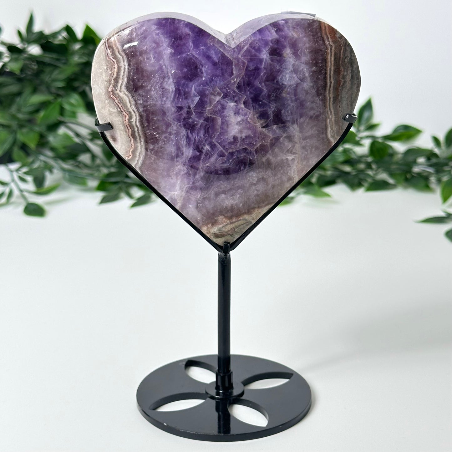 Agate and Amethyst Heart with Stand #159