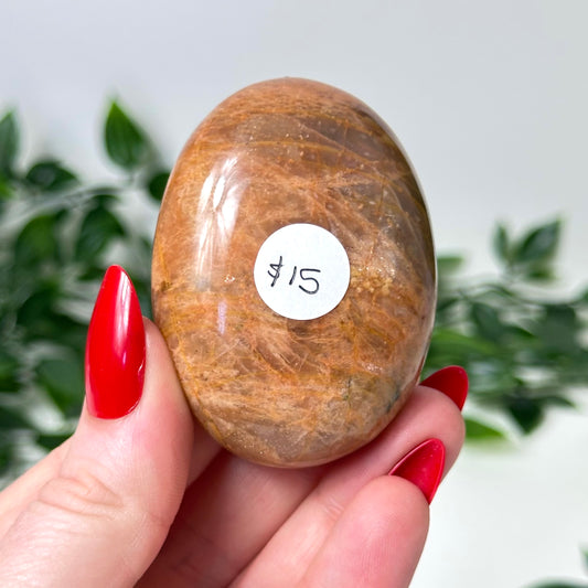 Peach Moonstone Palm Stone #100