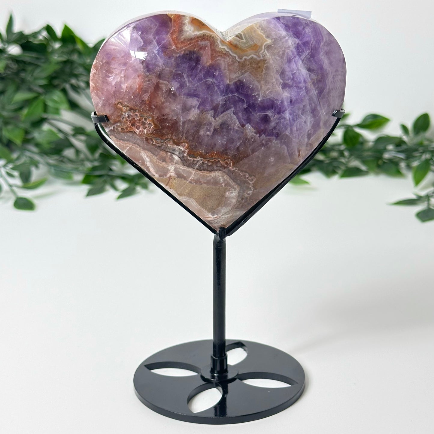 Agate and Amethyst Heart with Stand #153