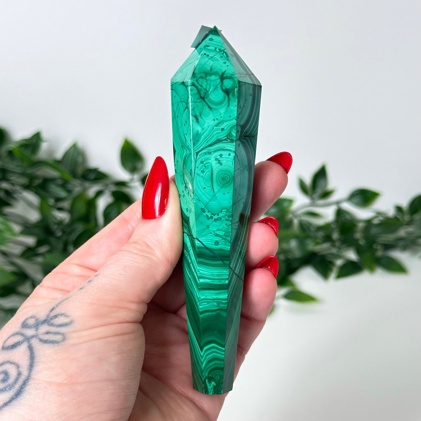 High Quality Malachite Wand with Stand #30