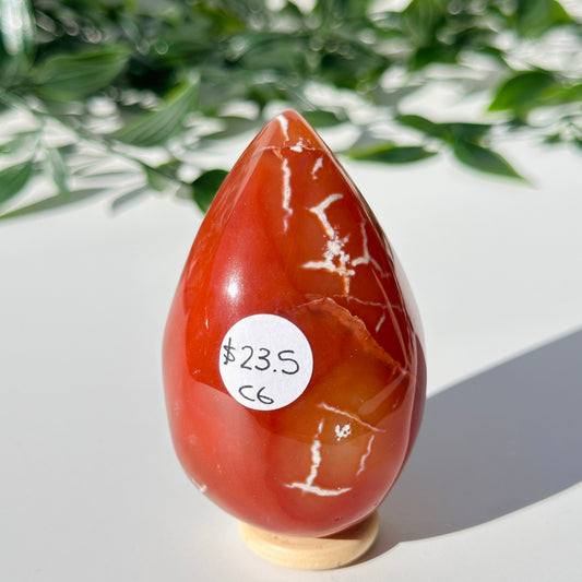 Carnelian Druzy Egg C6