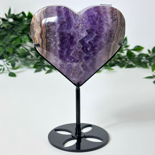 Agate and Amethyst Heart with Stand #155