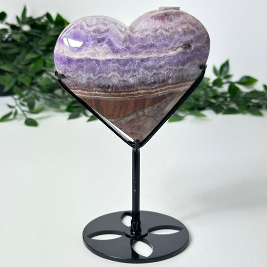 Agate and Amethyst Heart with Stand #151