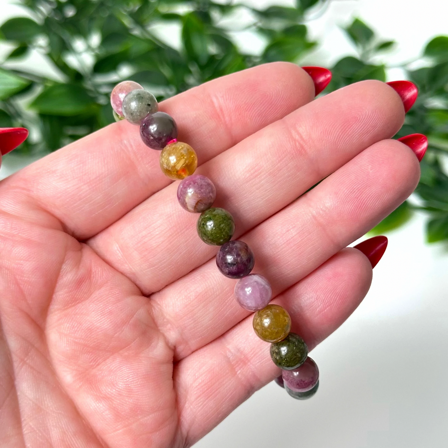 Mixed Tourmaline Bead Bracelet 8mm