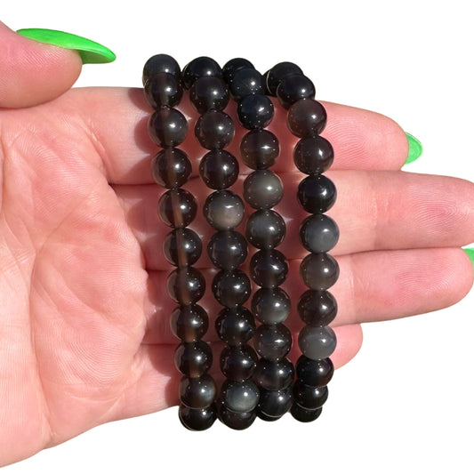 Rainbow Obsidian Bead Bracelets - Low Flash