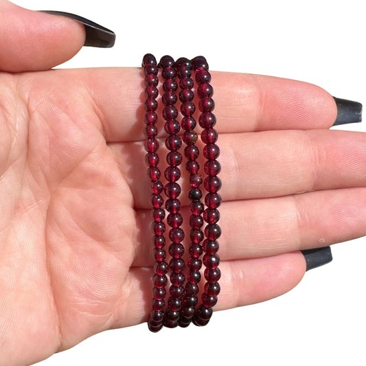 Garnet Bead Bracelets 4mm