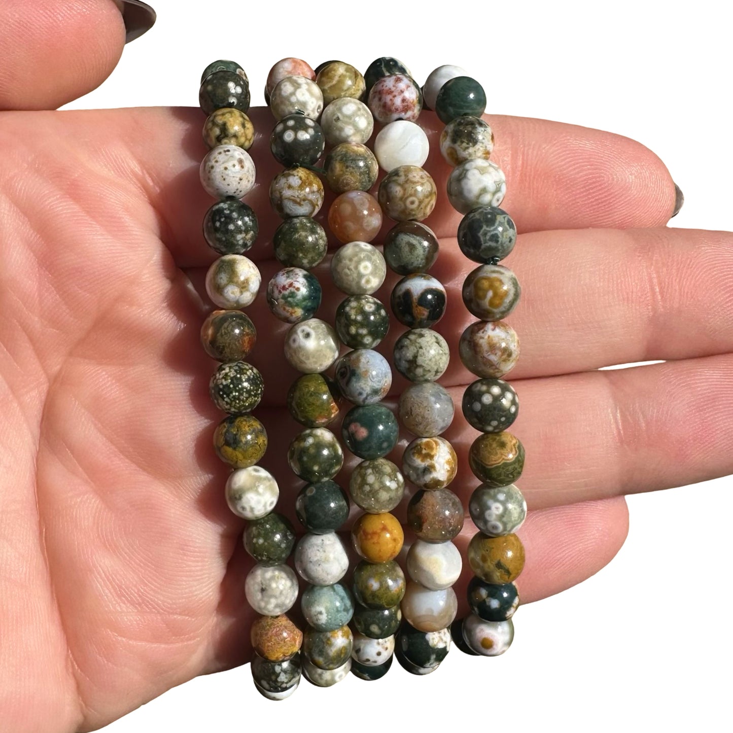High Quality Orbicular Ocean Jasper Bracelet 6mm