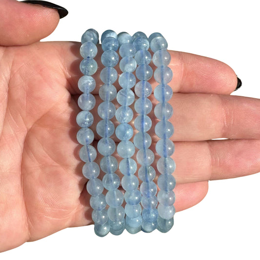 Aquamarine Bead Bracelets 6mm