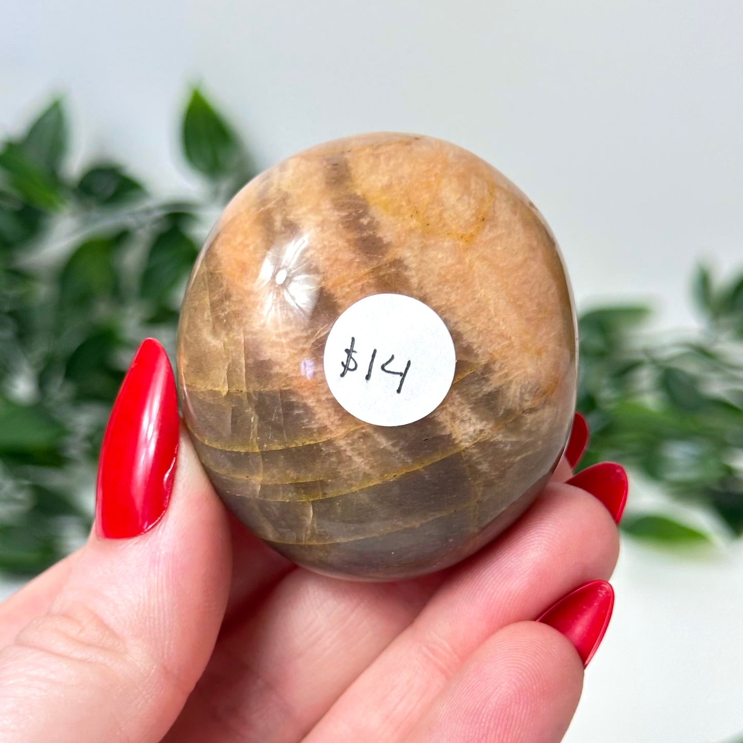 Peach Moonstone Palm Stone #97