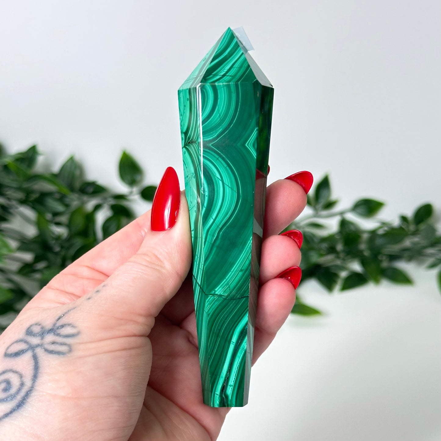 High Quality Malachite Wand with Stand #30