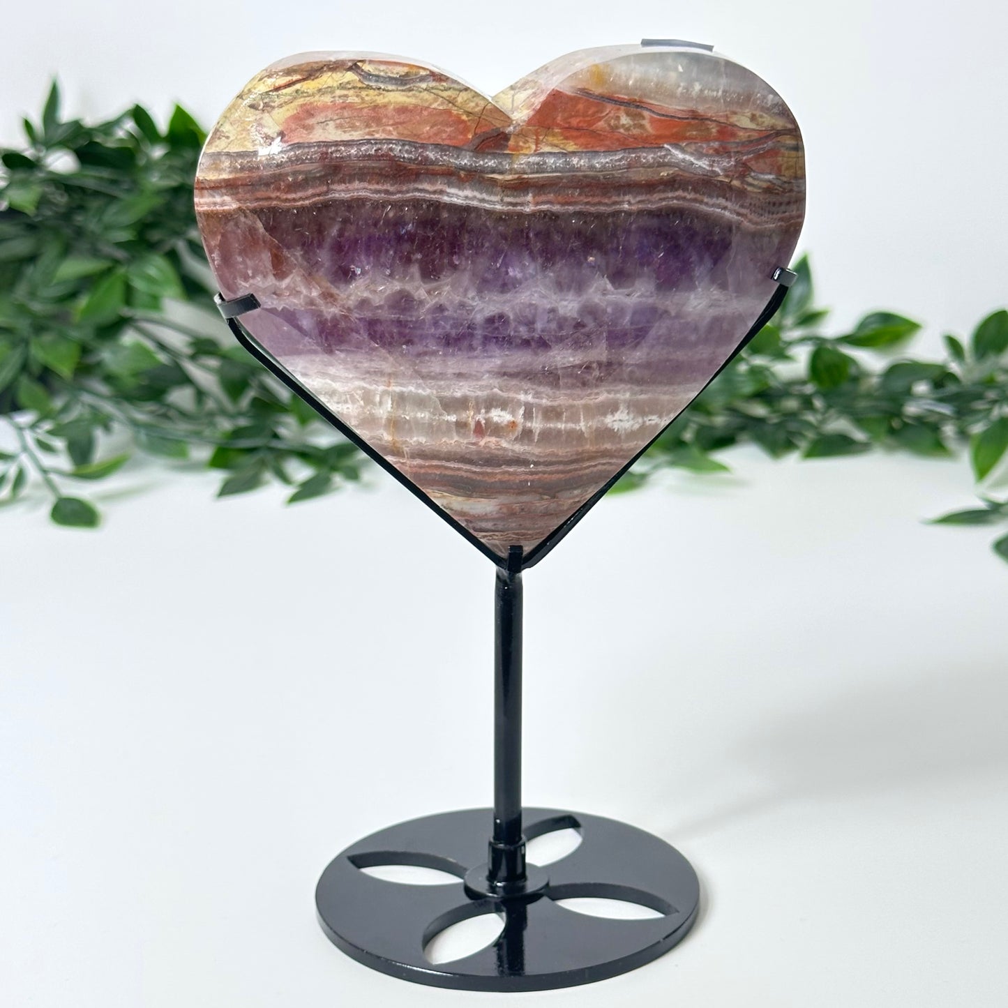 Agate and Amethyst Heart with Stand #154