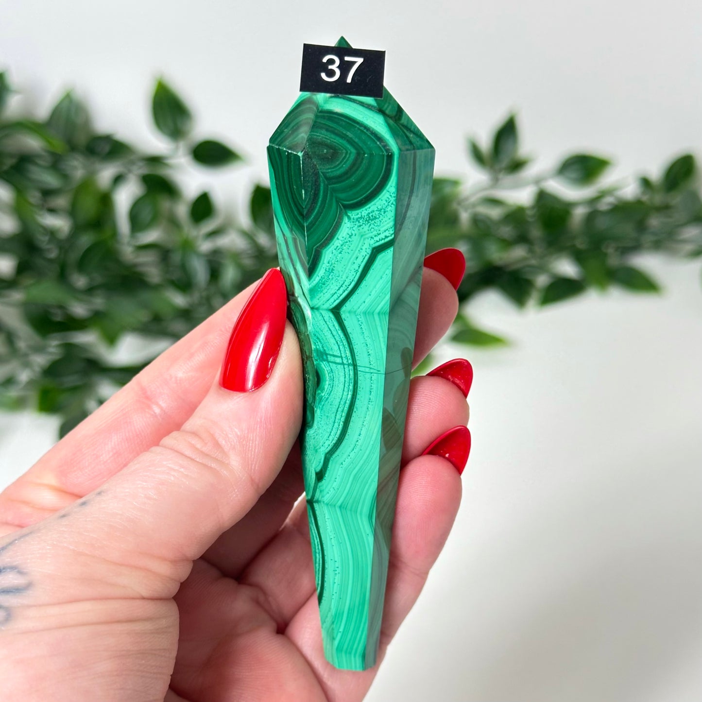 High Quality Malachite Wand with Stand #37