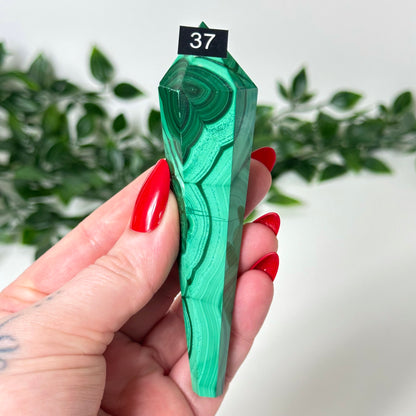 High Quality Malachite Wand with Stand #37