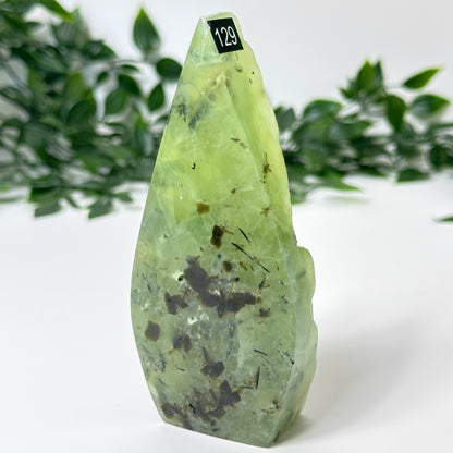 Prehnite with Epidote Half Raw Flame #129