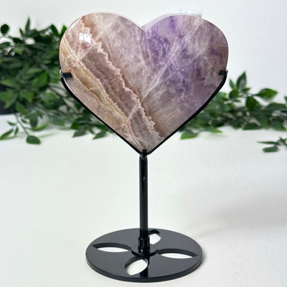 Agate and Amethyst Heart with Stand #156