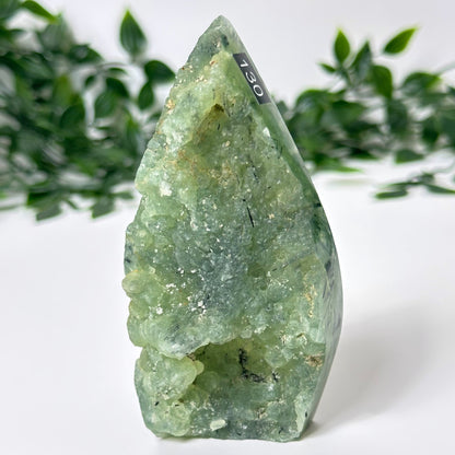 Prehnite with Epidote Half Raw Flame #130