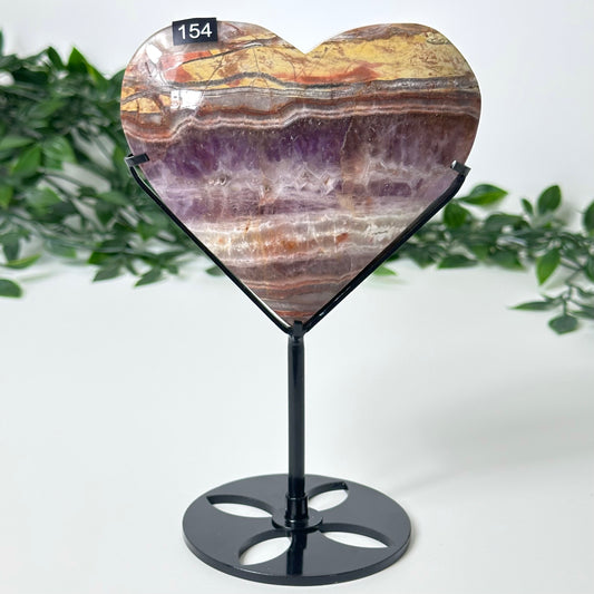 Agate and Amethyst Heart with Stand #154