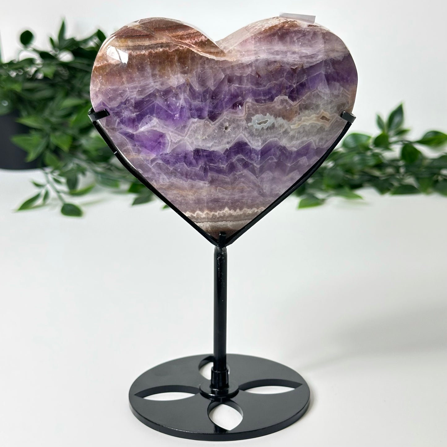 Agate and Amethyst Heart with Stand #158