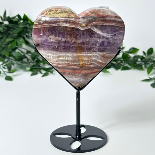 Agate and Amethyst Heart with Stand #152