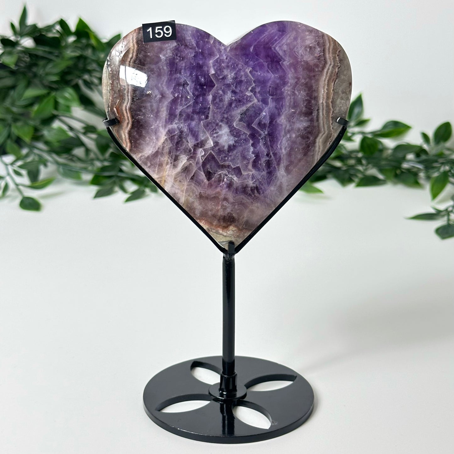 Agate and Amethyst Heart with Stand #159