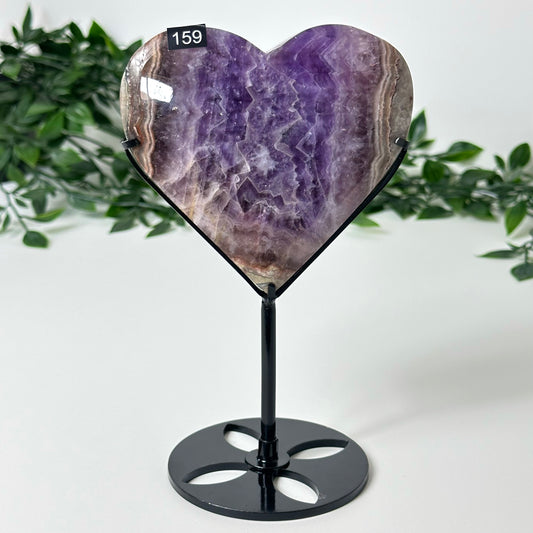 Agate and Amethyst Heart with Stand #159