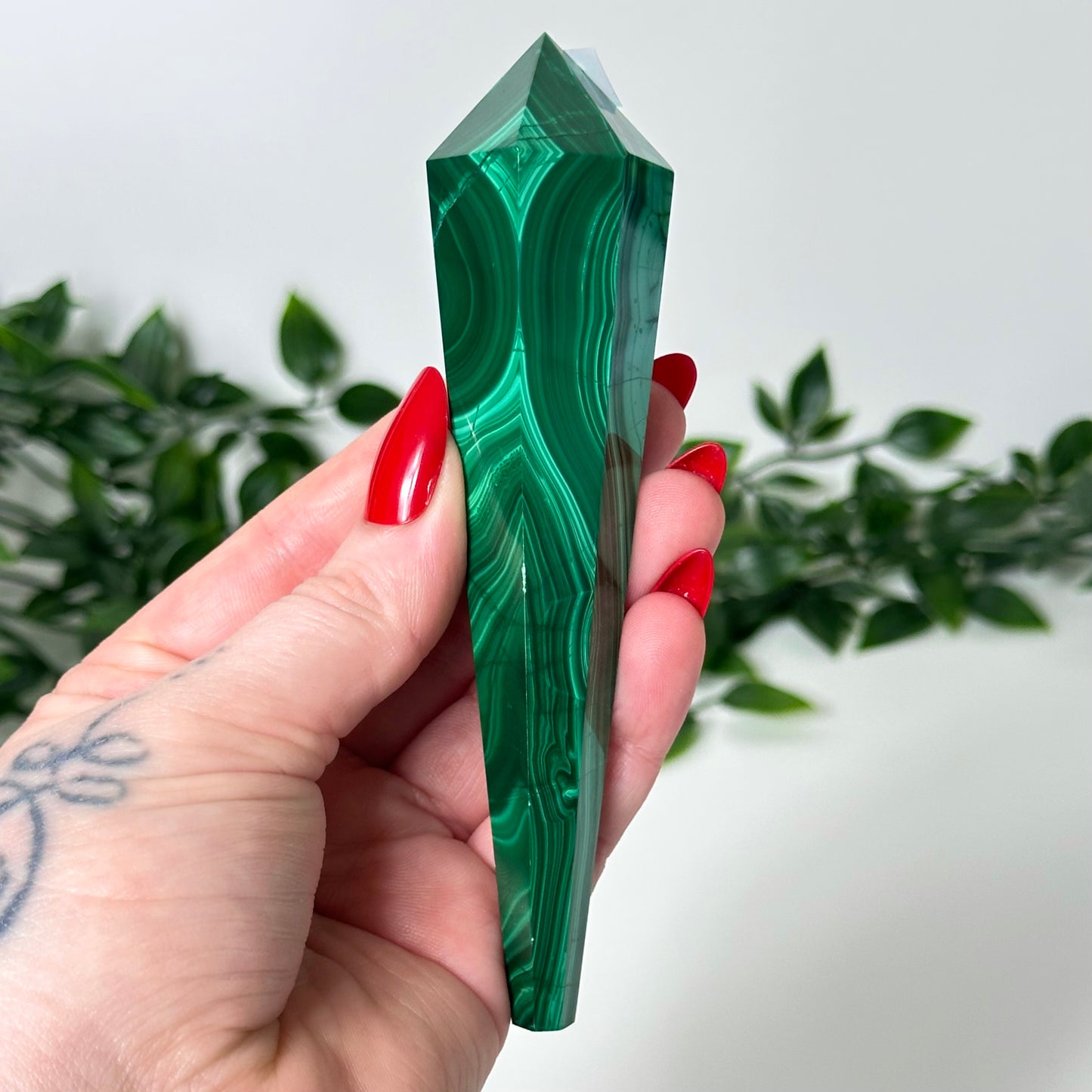 High Quality Malachite Wand with Stand #35