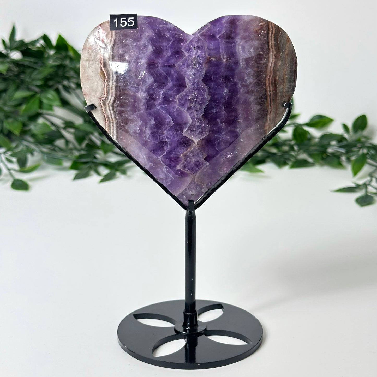 Agate and Amethyst Heart with Stand #155