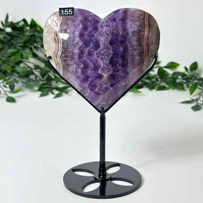 Agate and Amethyst Heart with Stand #155