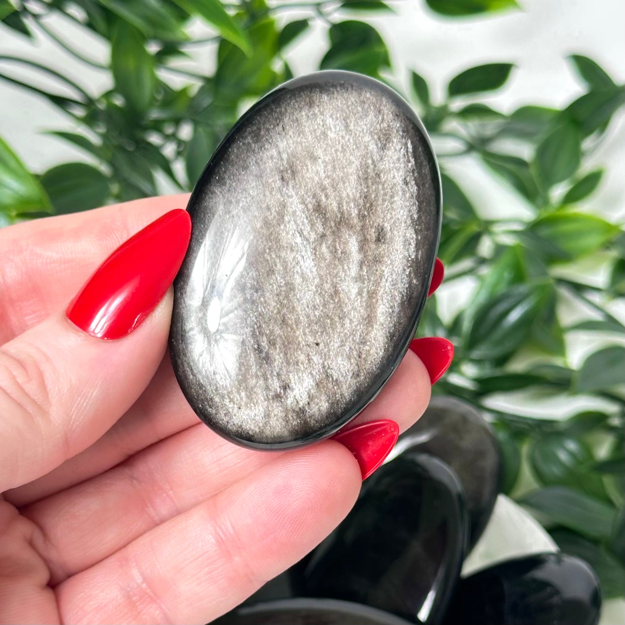 Silver Sheen Obsidian Palm Stones