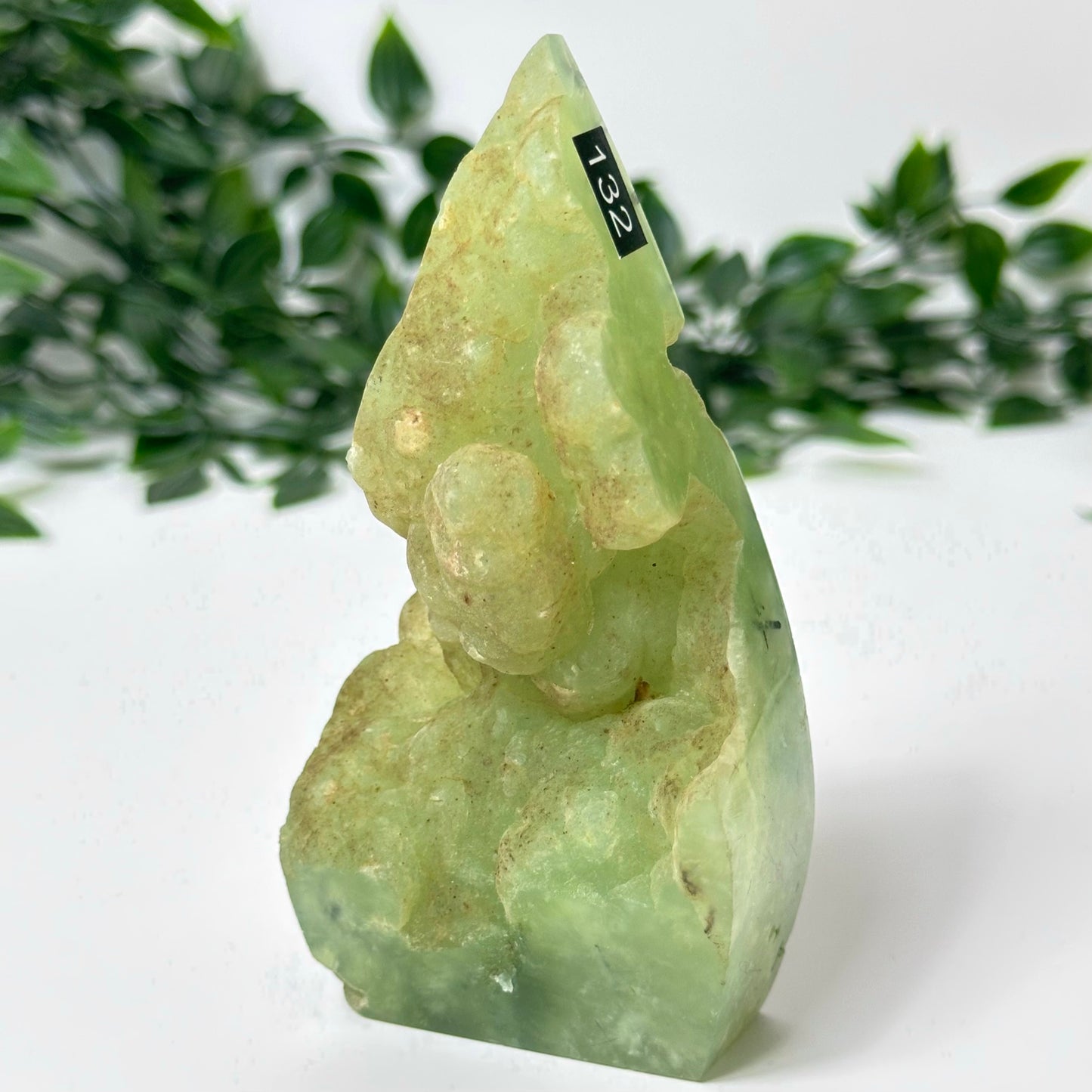 Prehnite with Epidote Half Raw Flame #132