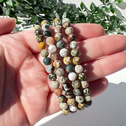 High Quality Orbicular Ocean Jasper Bracelet 6mm