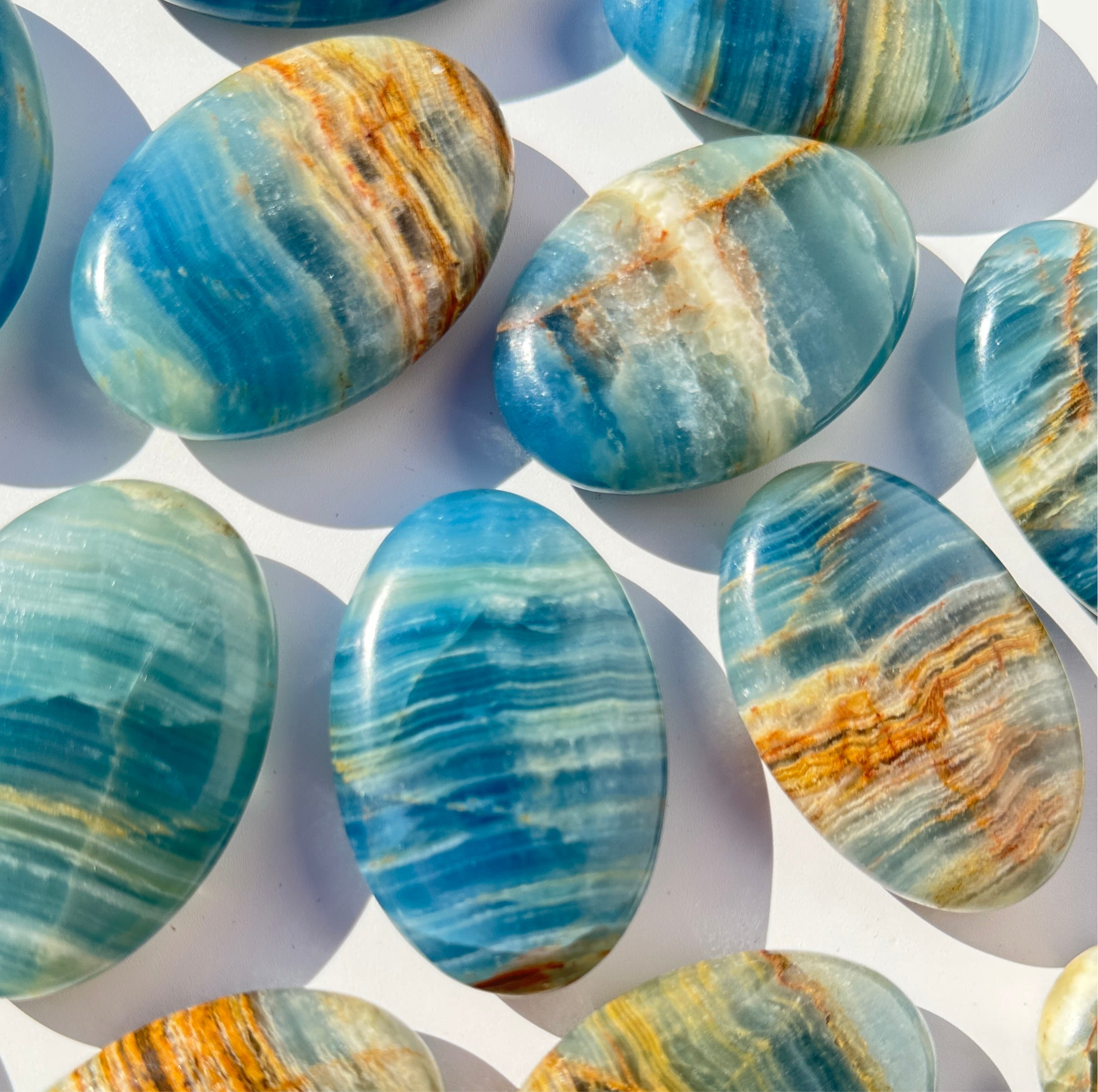 Blue Onyx Palm Stones