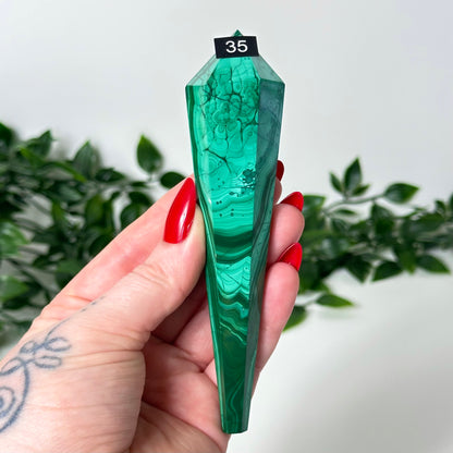 High Quality Malachite Wand with Stand #35