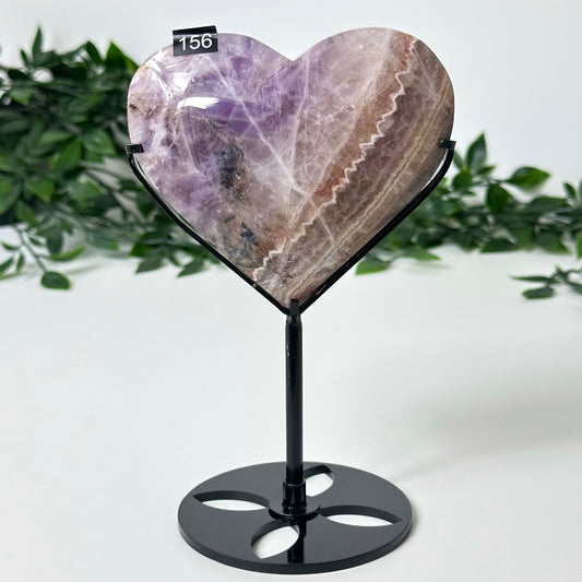 Agate and Amethyst Heart with Stand #156