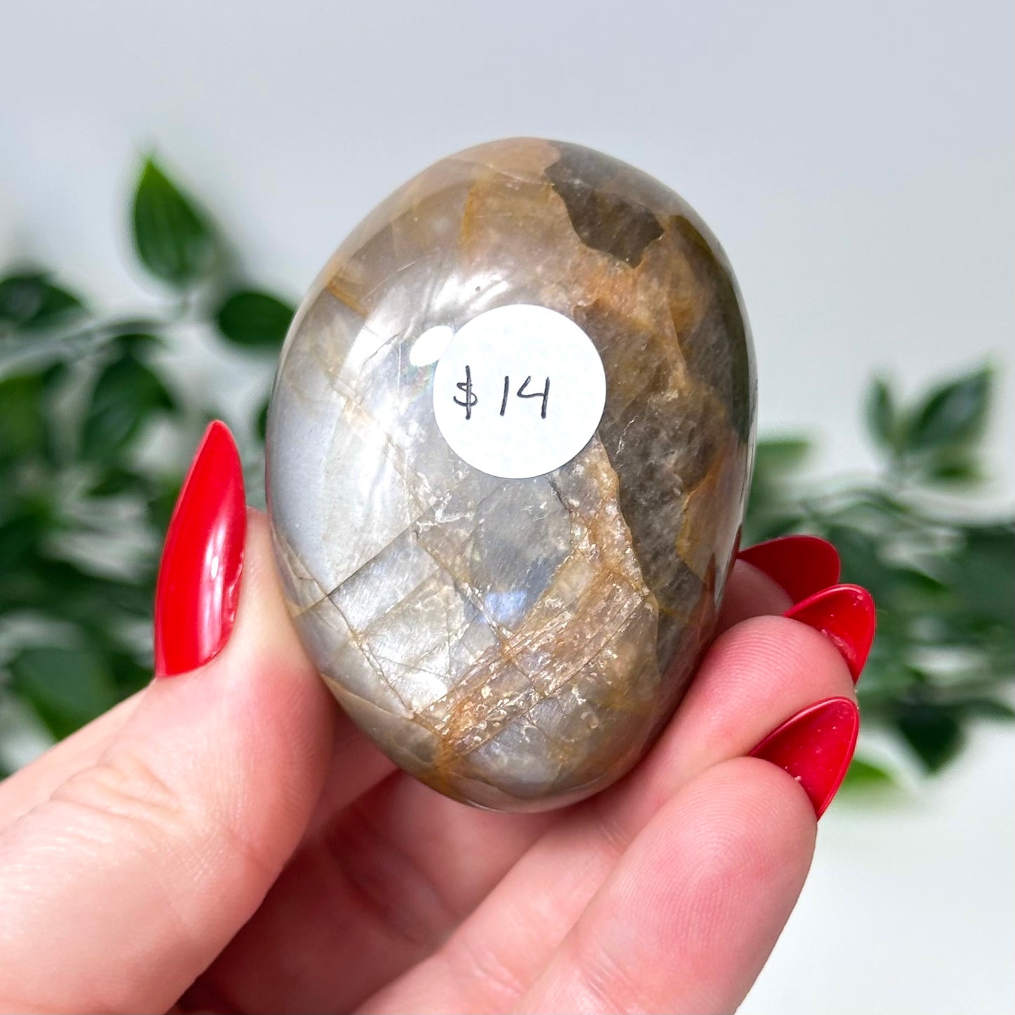 Peach Moonstone Palm Stone #93