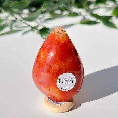 Carnelian Druzy Egg C7