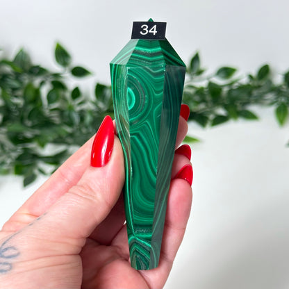 High Quality Malachite Wand with Stand #34