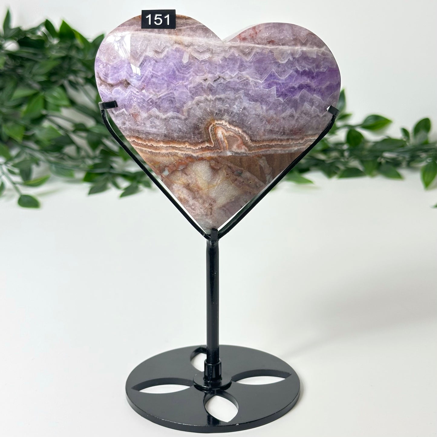 Agate and Amethyst Heart with Stand #151