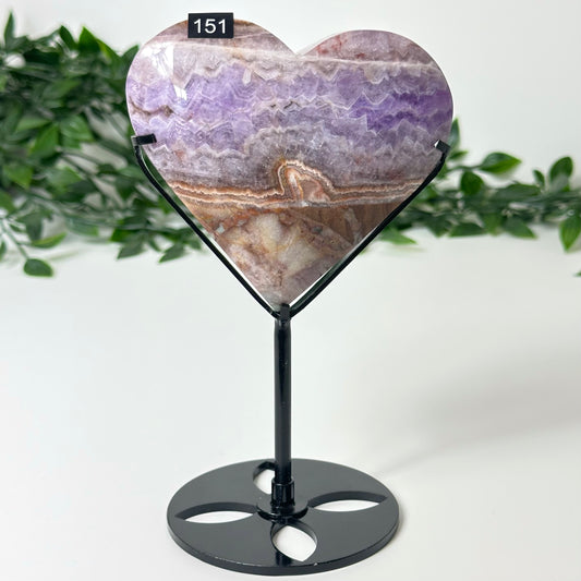 Agate and Amethyst Heart with Stand #151