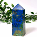 azurite and malachite crystal tower with a natural background