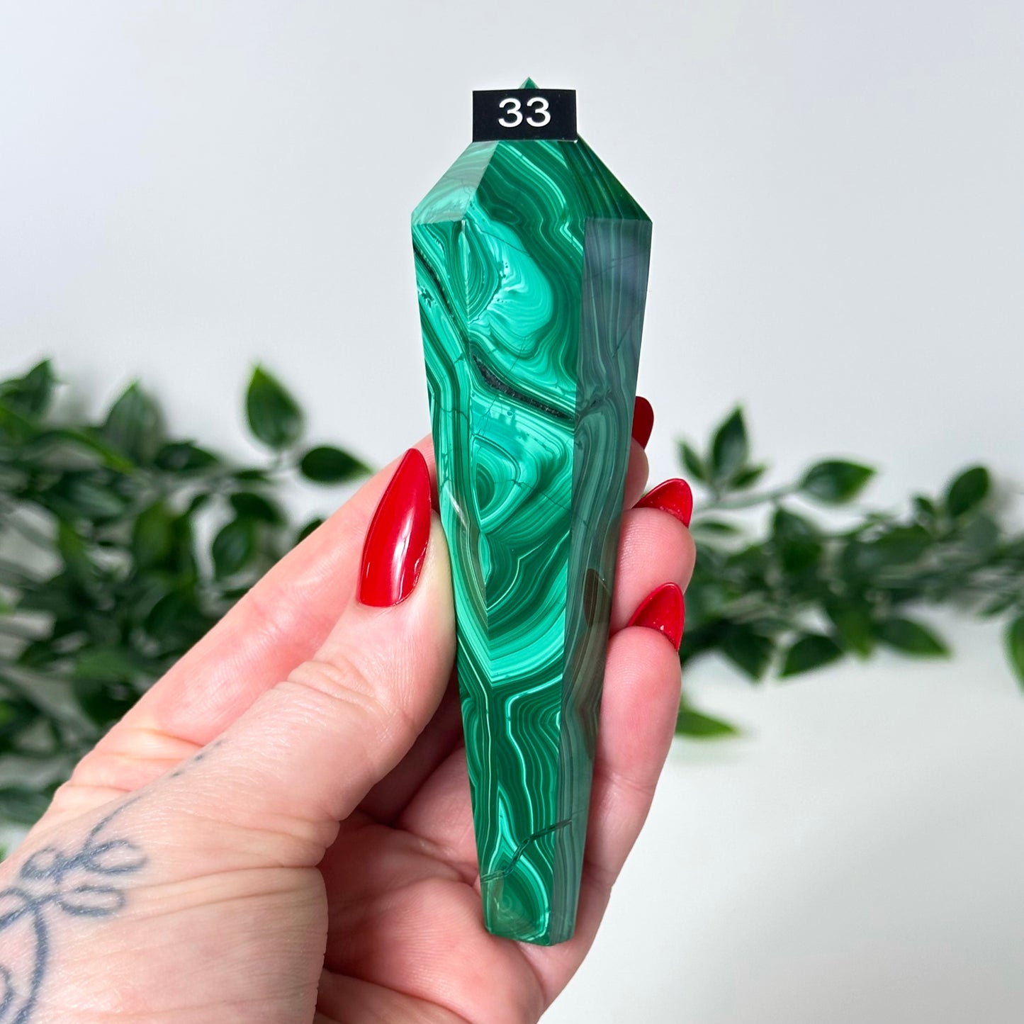 High Quality Malachite Wand with Stand #33