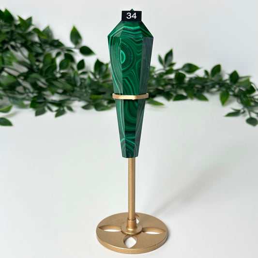 High Quality Malachite Wand with Stand #34
