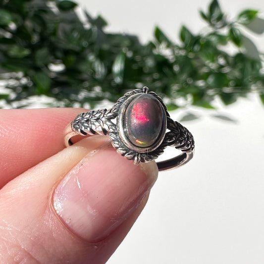 Ethiopian Black Opal Adjustable Ring B2