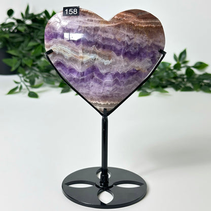 Agate and Amethyst Heart with Stand #158