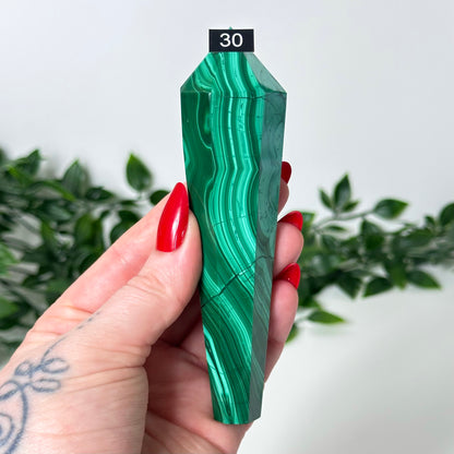 High Quality Malachite Wand with Stand #30