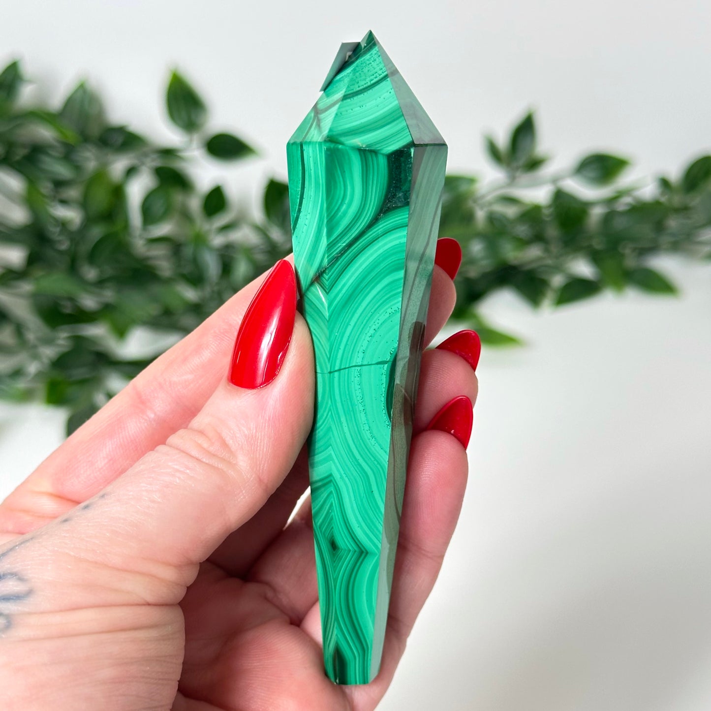 High Quality Malachite Wand with Stand #37