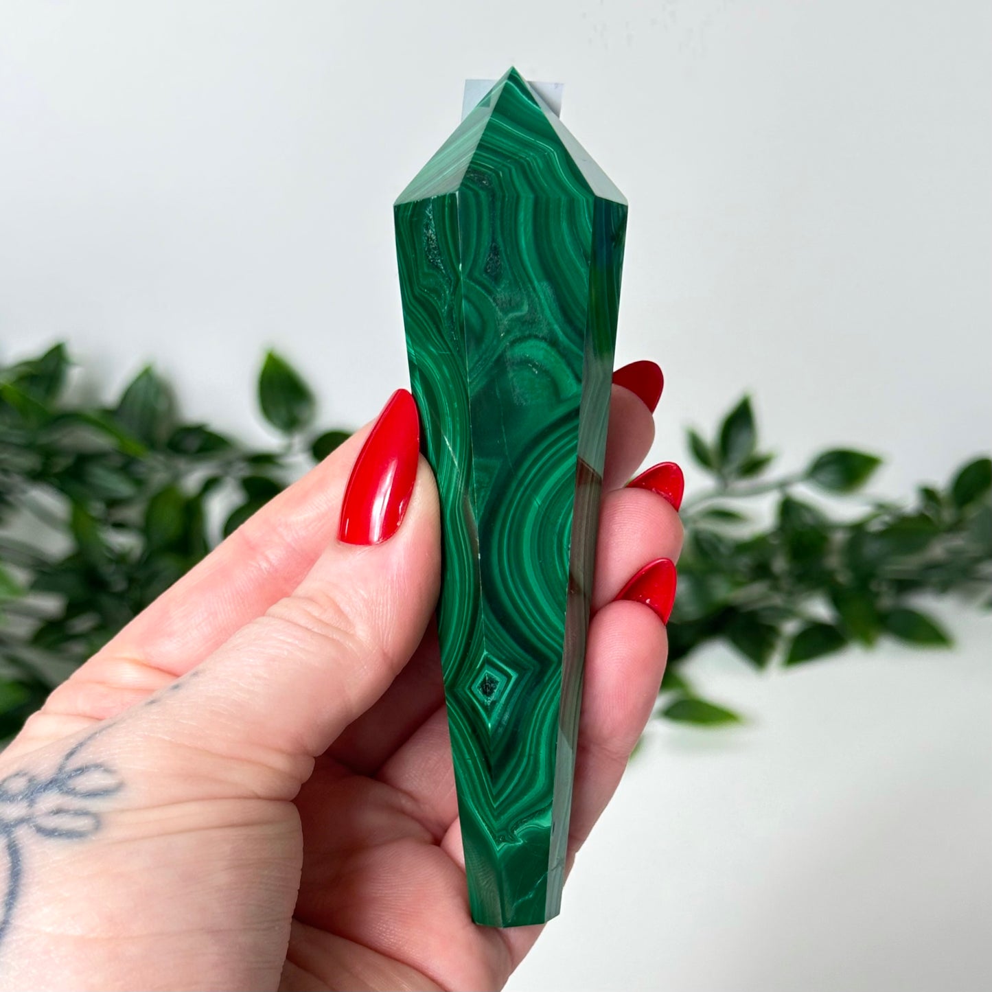 High Quality Malachite Wand with Stand #33