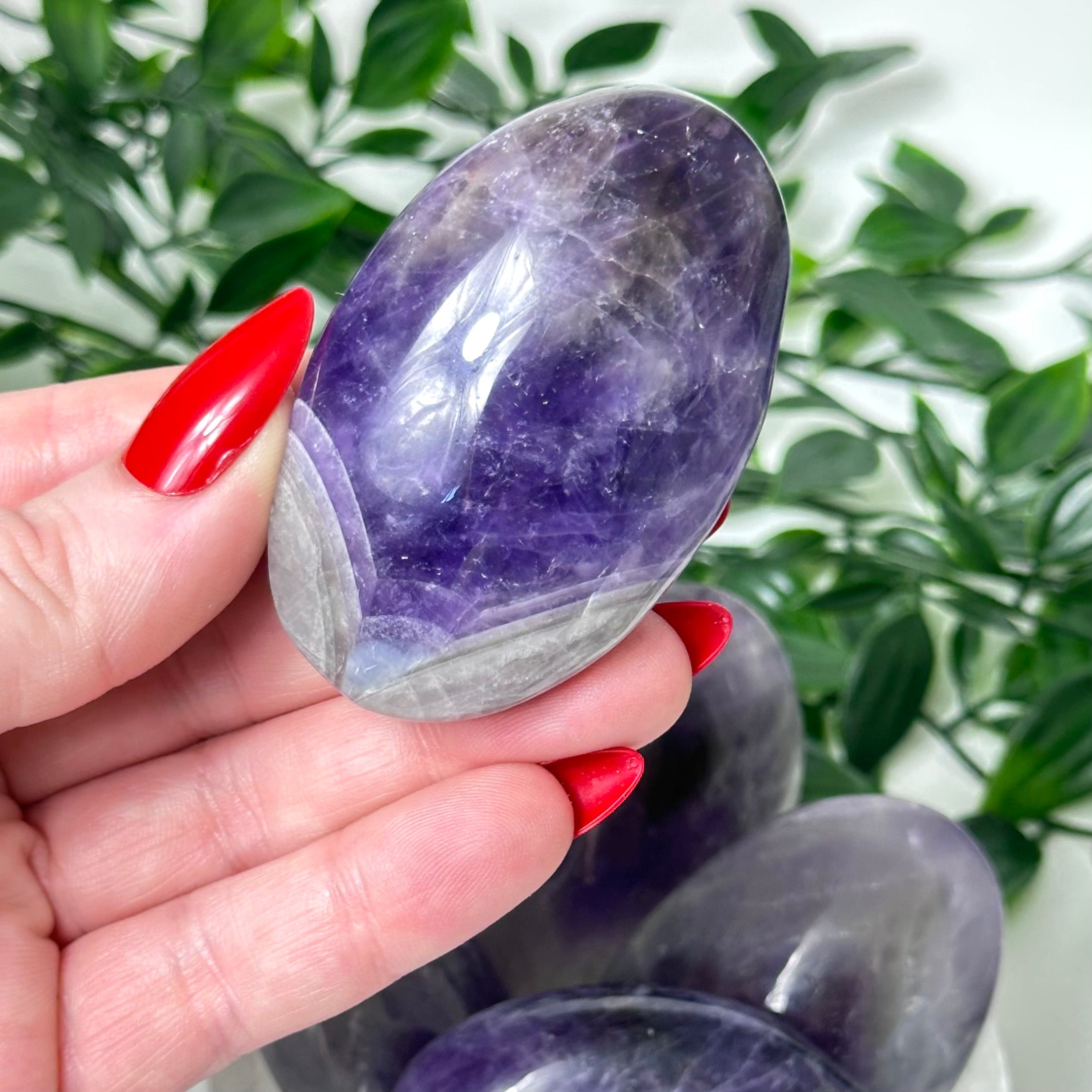 Chevron Amethyst Palm Stones LRG