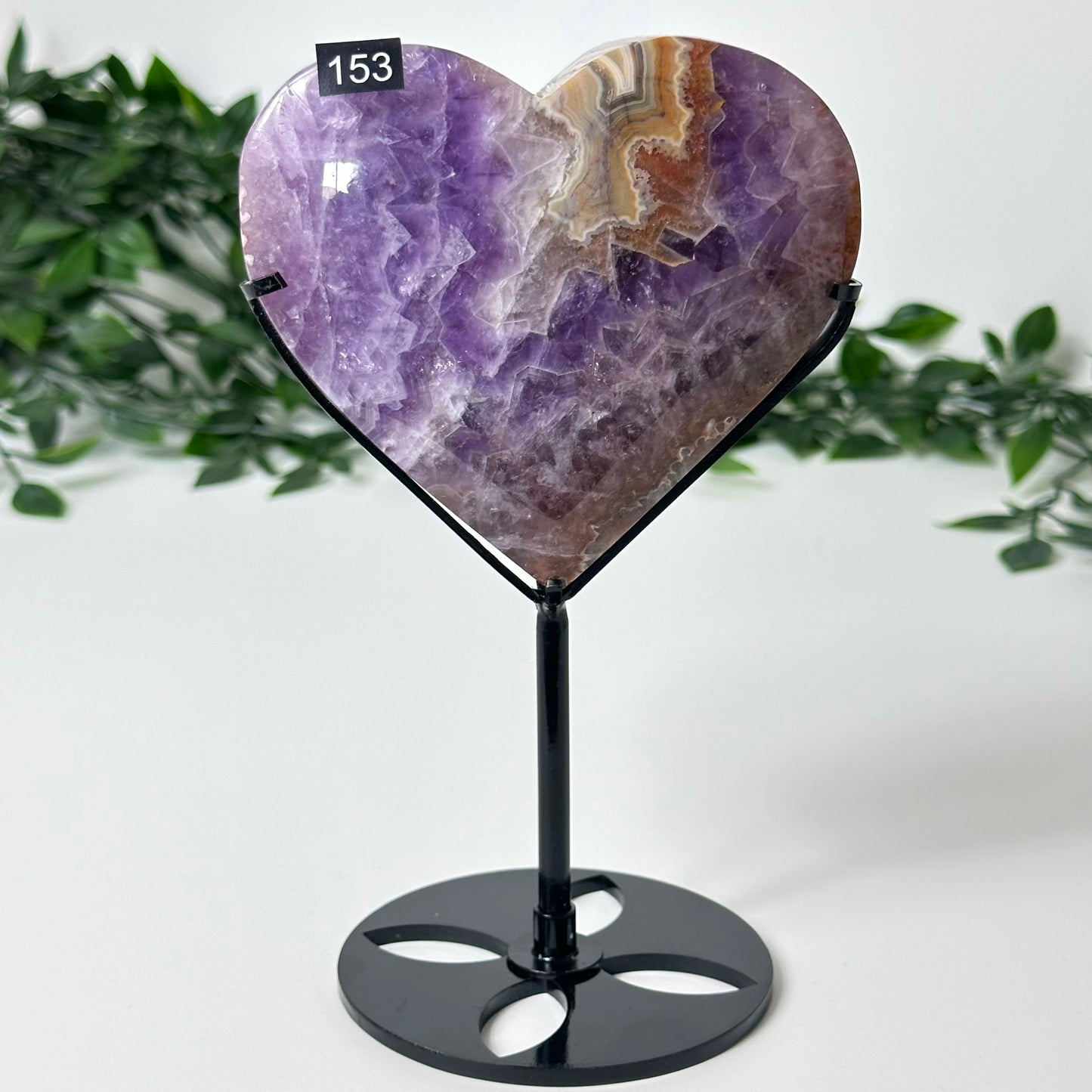 Agate and Amethyst Heart with Stand #153